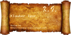 Klauber Igor névjegykártya